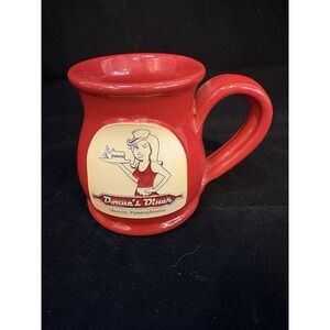 DENEEN POTTERY Donna's Diner Sharon Pa Cherry Red Mug Cup 2016 Hand Thrown